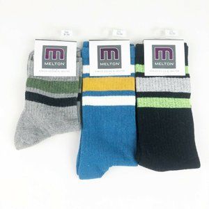 MELTON Boy Socks 7-9Y Shoe Sz 1-3.5 Retro Striped